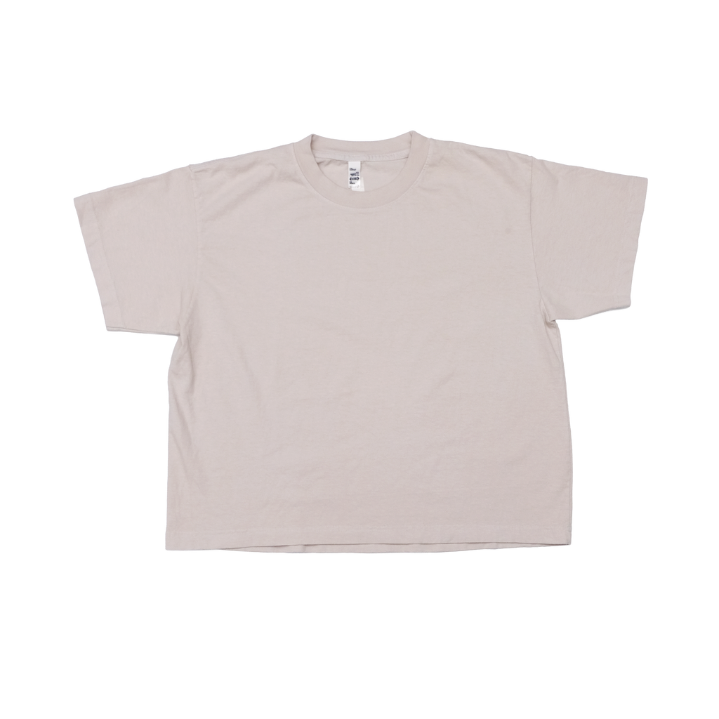 Creme Wide Cropped Cotton T-Shirt